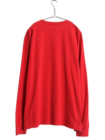 ノースフェイス プリント 長袖 Tシャツ メンズ XL / 古着 アウトドア ロンT ロングスリーブ カットソー ワンポイント 大きいサイズ レッド