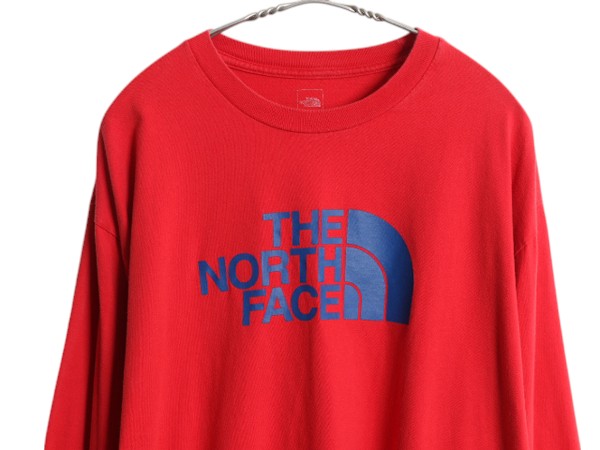 ノースフェイス プリント 長袖 Tシャツ メンズ XL / 古着 アウトドア ロンT ロングスリーブ カットソー ワンポイント 大きいサイズ レッド