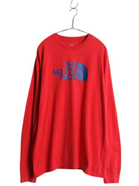 ノースフェイス プリント 長袖 Tシャツ メンズ XL / 古着 アウトドア ロンT ロングスリーブ カットソー ワンポイント 大きいサイズ レッド