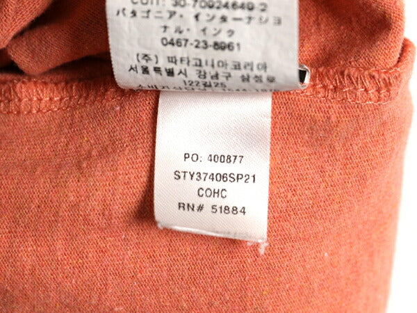 パタゴニア ポケット付き 半袖 Tシャツ メンズ XS / 21年製 アウトドア ポケT カットソー ワンポイント トップス シンプル 淡い オレンジ