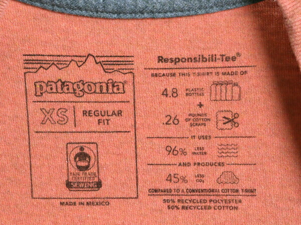 パタゴニア ポケット付き 半袖 Tシャツ メンズ XS / 21年製 アウトドア ポケT カットソー ワンポイント トップス シンプル 淡い オレンジ