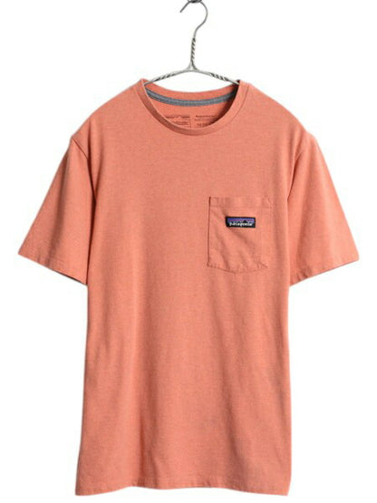 パタゴニア ポケット付き 半袖 Tシャツ メンズ XS / 21年製 アウトドア ポケT カットソー ワンポイント トップス シンプル 淡い オレンジ