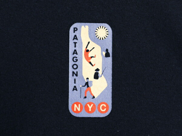 NYC 限定モデル パタゴニア 両面 プリント 半袖 Tシャツ メンズ S / 22年製 アウトドア グラフィック アート カットソー バックプリント 紺