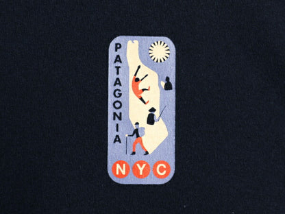 NYC 限定モデル パタゴニア 両面 プリント 半袖 Tシャツ メンズ S / 22年製 アウトドア グラフィック アート カットソー バックプリント 紺