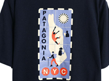 NYC 限定モデル パタゴニア 両面 プリント 半袖 Tシャツ メンズ S / 22年製 アウトドア グラフィック アート カットソー バックプリント 紺