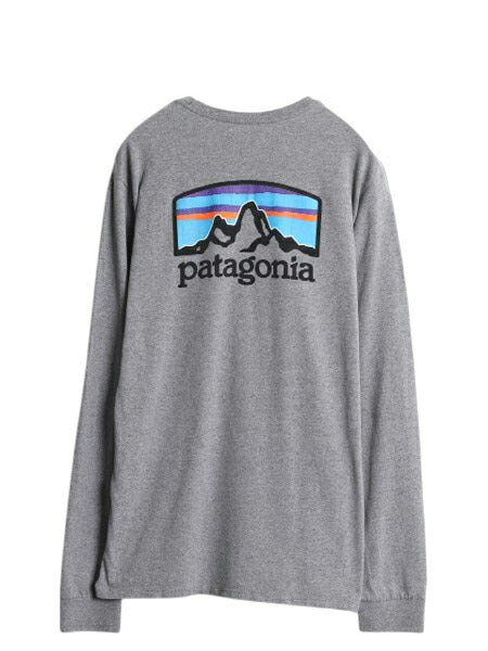 パタゴニア 両面 プリント 長袖 Tシャツ メンズ S / 古着 アウトドア ロンT ロングスリーブ グラフィック イラスト アート カットソー 灰