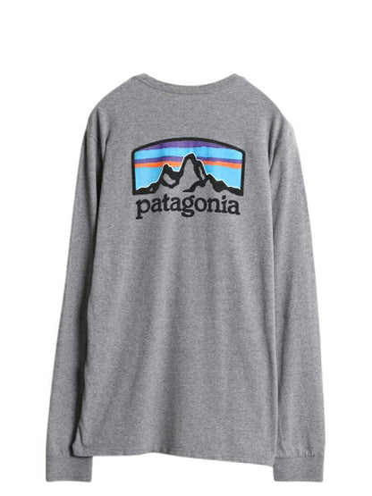 パタゴニア 両面 プリント 長袖 Tシャツ メンズ S / 古着 アウトドア ロンT ロングスリーブ グラフィック イラスト アート カットソー 灰
