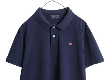 ポロジーンズ ラルフローレン 鹿の子 半袖 ポロシャツ メンズ XL 程/ 古着 ポロ 半袖シャツ カットソー 大きいサイズ ワンポイント 星条旗
