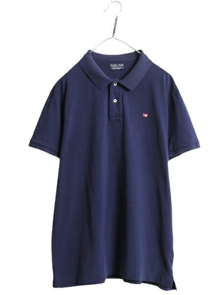 ポロジーンズ ラルフローレン 鹿の子 半袖 ポロシャツ メンズ XL 程/ 古着 ポロ 半袖シャツ カットソー 大きいサイズ ワンポイント 星条旗