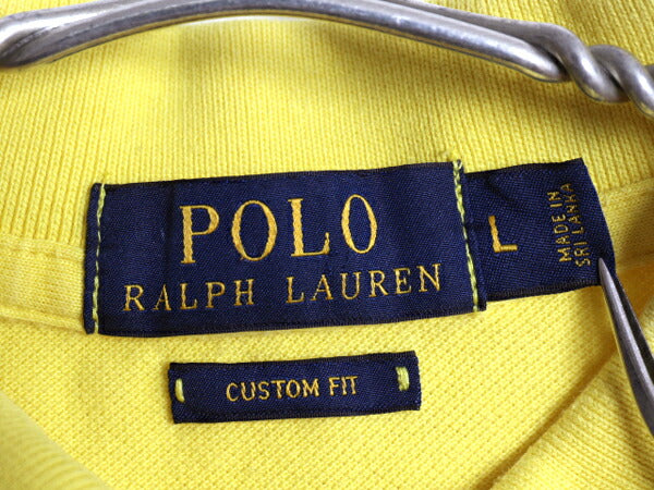 ポロ ラルフローレン 鹿の子 半袖 ポロシャツ メンズ L / 半袖シャツ コットン カットソー トップス ワンポイント 細身 シンプル イエロー