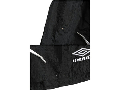 90s アンブロ ナイロン ショートパンツ メンズ L 古着 オールド ショーツ 短パン ワンポイント ストライプ トレーニング スポーツ ブラック