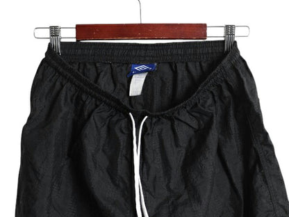 90s アンブロ ナイロン ショートパンツ メンズ L 古着 オールド ショーツ 短パン ワンポイント ストライプ トレーニング スポーツ ブラック