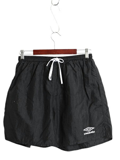 90s アンブロ ナイロン ショートパンツ メンズ L 古着 オールド ショーツ 短パン ワンポイント ストライプ トレーニング スポーツ ブラック