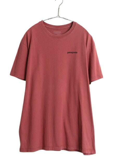パタゴニア 両面 プリント 半袖 Tシャツ メンズ L / アウトドア カットソー ロゴT ボックスロゴ バックプリント コットン シンプル エンジ