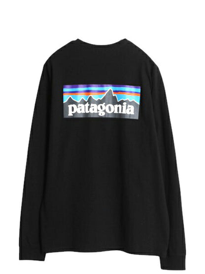パタゴニア 両面 プリント 長袖 Tシャツ メンズ M 20年製 アウトドア ロンT ロングスリーブ カットソー ボックスロゴ P6 バックプリント 黒
