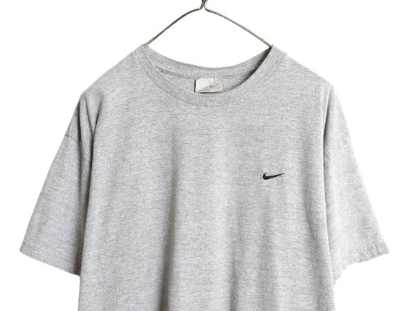 00s USA製 ナイキ スモール スウッシュ 刺繍 半袖 Tシャツ メンズ XL / オールド コットン ワンポイント カットソー シンプル 大きいサイズ