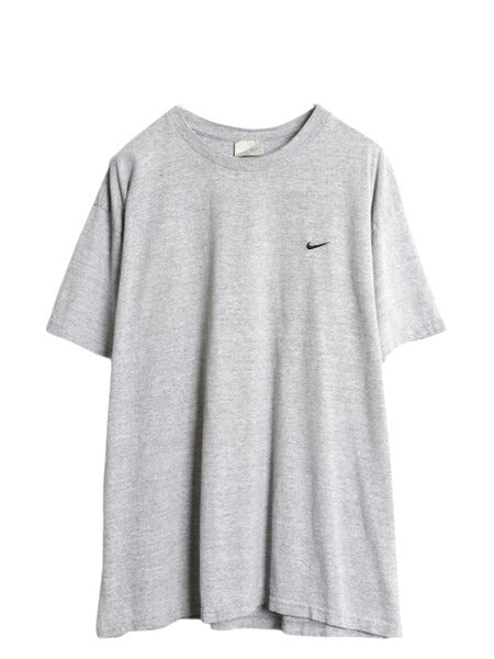 00s USA製 ナイキ スモール スウッシュ 刺繍 半袖 Tシャツ メンズ XL / オールド コットン ワンポイント カットソー シンプル 大きいサイズ