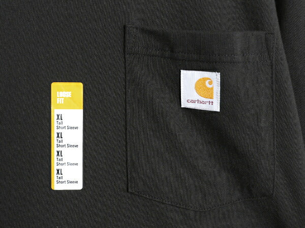 デッドストック カーハート ポケット付き 半袖 Tシャツ メンズ XL / ワンポイント ヘビーウェイト ポケT ルーズフィット 黒 大きいサイズ