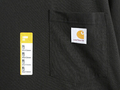 デッドストック カーハート ポケット付き 半袖 Tシャツ メンズ XL / ワンポイント ヘビーウェイト ポケT ルーズフィット 黒 大きいサイズ