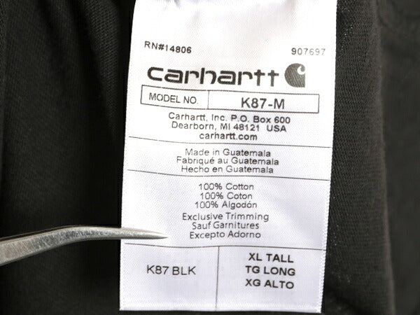 デッドストック カーハート ポケット付き 半袖 Tシャツ メンズ XL / ワンポイント ヘビーウェイト ポケT ルーズフィット 黒 大きいサイズ