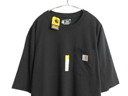 デッドストック カーハート ポケット付き 半袖 Tシャツ メンズ XL / ワンポイント ヘビーウェイト ポケT ルーズフィット 黒 大きいサイズ