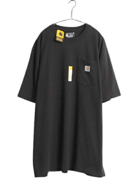 デッドストック カーハート ポケット付き 半袖 Tシャツ メンズ XL / ワンポイント ヘビーウェイト ポケT ルーズフィット 黒 大きいサイズ