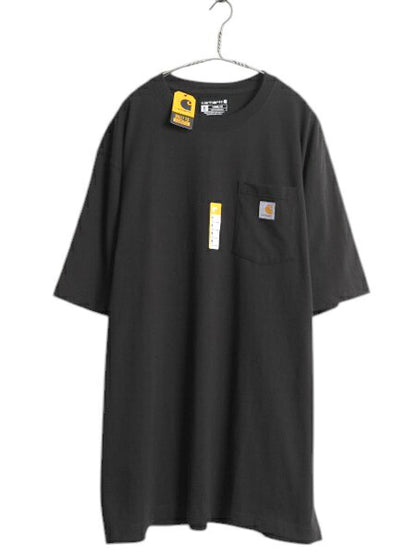 デッドストック カーハート ポケット付き 半袖 Tシャツ メンズ XL / ワンポイント ヘビーウェイト ポケT ルーズフィット 黒 大きいサイズ