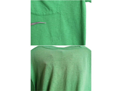 80s USA製 フルーツオブザルーム ポケット付き 無地 半袖 Tシャツ メンズ M 小さめ S 程/ ヴィンテージ シングルステッチ ポケT 耳付き 緑