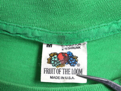 80s USA製 フルーツオブザルーム ポケット付き 無地 半袖 Tシャツ メンズ M 小さめ S 程/ ヴィンテージ シングルステッチ ポケT 耳付き 緑