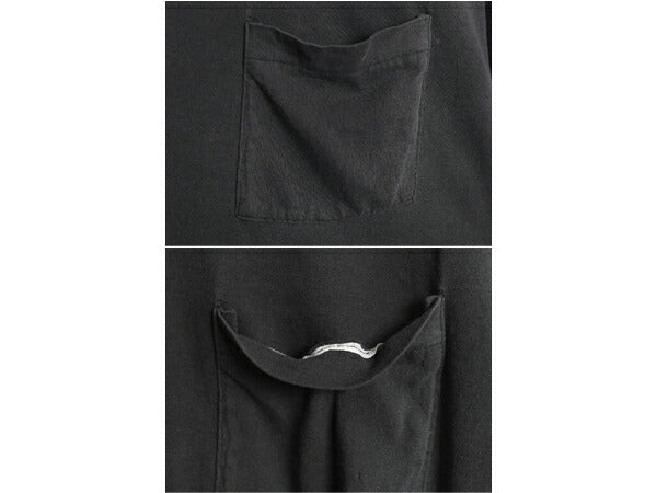 80s USA製 フルーツオブザルーム ポケット付き 無地 半袖 Tシャツ メンズ L 小さめ M 程 雰囲気系 ヴィンテージ シングルステッチ ブラック