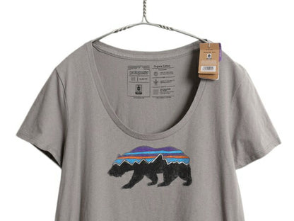 デッドストック パタゴニア プリント 半袖 Tシャツ レディース M / 18年製 フィッツロイ ベア グラフィック アート イラスト カットソー 灰