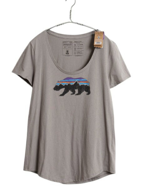デッドストック パタゴニア プリント 半袖 Tシャツ レディース M / 18年製 フィッツロイ ベア グラフィック アート イラスト カットソー 灰