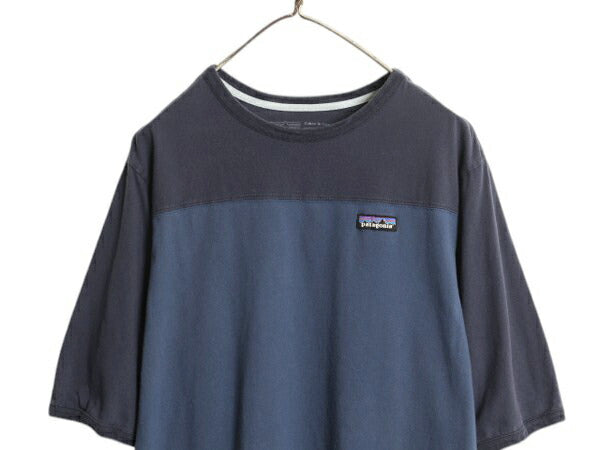 パタゴニア フットボール Tシャツ メンズ M 古着 21年製 アウトドア オーガニック コットン カットソー トップス 七分袖 ゆったり ツートン