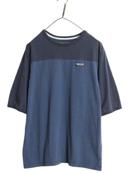 パタゴニア フットボール Tシャツ メンズ M 古着 21年製 アウトドア オーガニック コットン カットソー トップス 七分袖 ゆったり ツートン