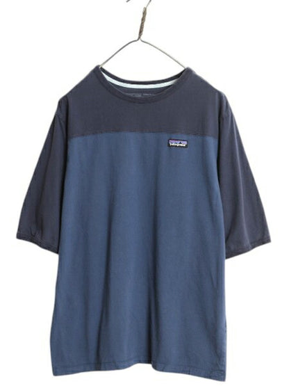 パタゴニア フットボール Tシャツ メンズ M 古着 21年製 アウトドア オーガニック コットン カットソー トップス 七分袖 ゆったり ツートン