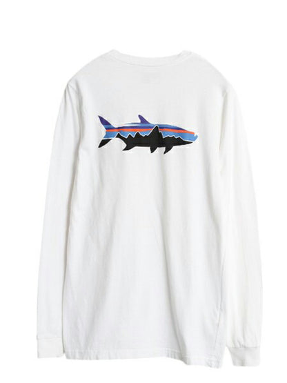 パタゴニア 両面 プリント 長袖 Tシャツ メンズ S / 古着 15年製 アウトドア バックプリント フィッシュ グラフィック イラスト カットソー
