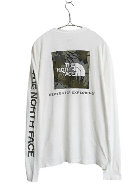 ノースフェイス 3面 プリント 長袖 Tシャツ メンズ S アウトドア ロンT ロングTシャツ ボックスロゴ バックプリント 袖プリント カットソー