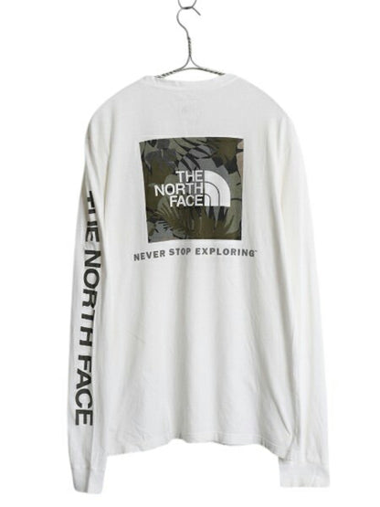 ノースフェイス 3面 プリント 長袖 Tシャツ メンズ S アウトドア ロンT ロングTシャツ ボックスロゴ バックプリント 袖プリント カットソー