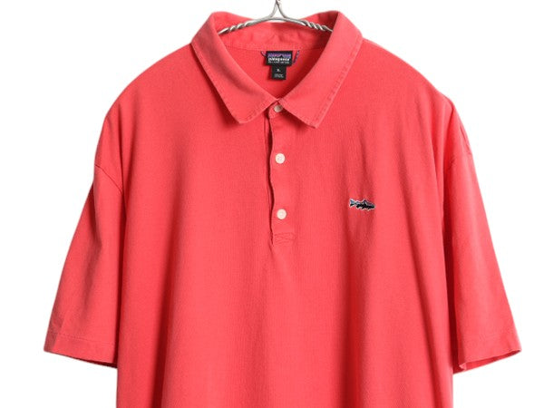 パタゴニア 半袖 ポロシャツ メンズ XL 古着 16年製 フィッツロイ トラウト 半袖シャツ オーガニック コットン スムース 素材 大きいサイズ