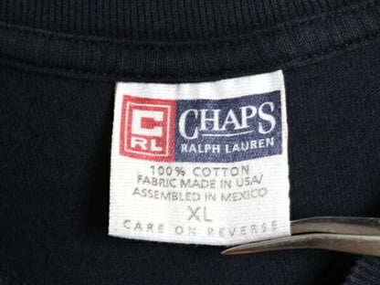 90s チャップス ラルフローレン プリント 半袖 Tシャツ メンズ XL / オールド ポロ 大きいサイズ カットソー 星条旗 コットン シンプル 紺