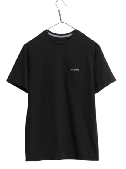 パタゴニア ポケット付き 両面 プリント 半袖 Tシャツ メンズ XS 20年製 アウトドア ポケT グラフィック イラスト バックプリント ブラック
