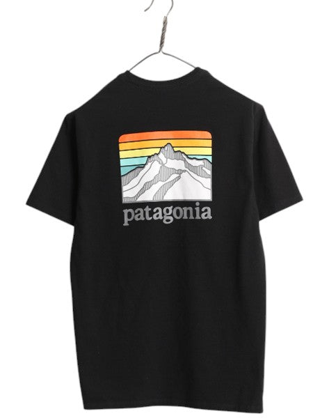 パタゴニア ポケット付き 両面 プリント 半袖 Tシャツ メンズ XS 20年製 アウトドア ポケT グラフィック イラスト バックプリント ブラック