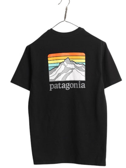 パタゴニア ポケット付き 両面 プリント 半袖 Tシャツ メンズ XS 20年製 アウトドア ポケT グラフィック イラスト バックプリント ブラック