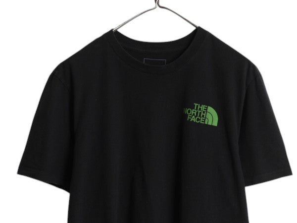 ノースフェイス 両面 プリント 半袖 Tシャツメンズ M 古着 アウトドア アート イラスト グラフィック バックプリント カットソー ブラック