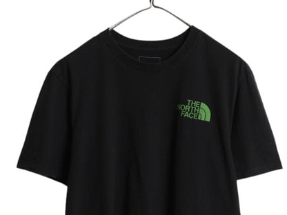 ノースフェイス 両面 プリント 半袖 Tシャツメンズ M 古着 アウトドア アート イラスト グラフィック バックプリント カットソー ブラック