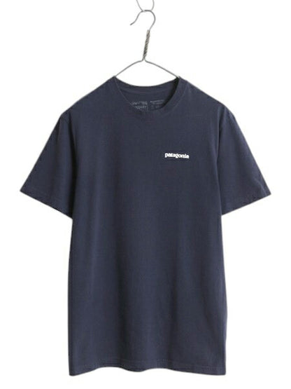 パタゴニア 両面 プリント 半袖 Tシャツ メンズ S / 19年製 アウトドア P6 ボックスロゴ バックプリント カットソー シンプル ゆったり 紺