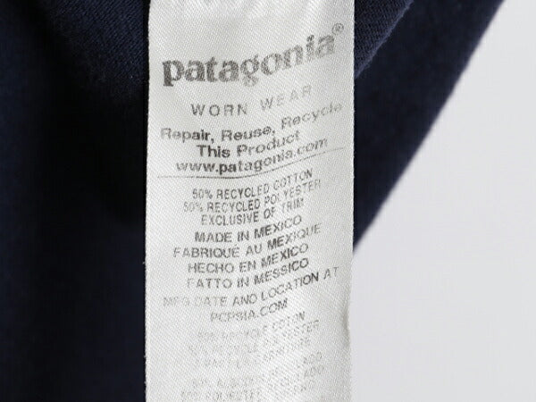 パタゴニア 両面 プリント 半袖 Tシャツ メンズ S / 19年製 アウトドア P6 ボックスロゴ バックプリント カットソー シンプル ゆったり 紺
