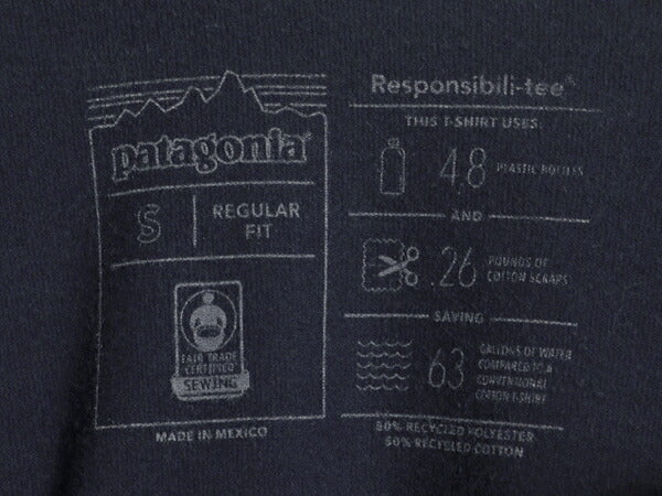 パタゴニア 両面 プリント 半袖 Tシャツ メンズ S / 19年製 アウトドア P6 ボックスロゴ バックプリント カットソー シンプル ゆったり 紺