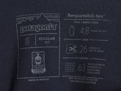 パタゴニア 両面 プリント 半袖 Tシャツ メンズ S / 19年製 アウトドア P6 ボックスロゴ バックプリント カットソー シンプル ゆったり 紺