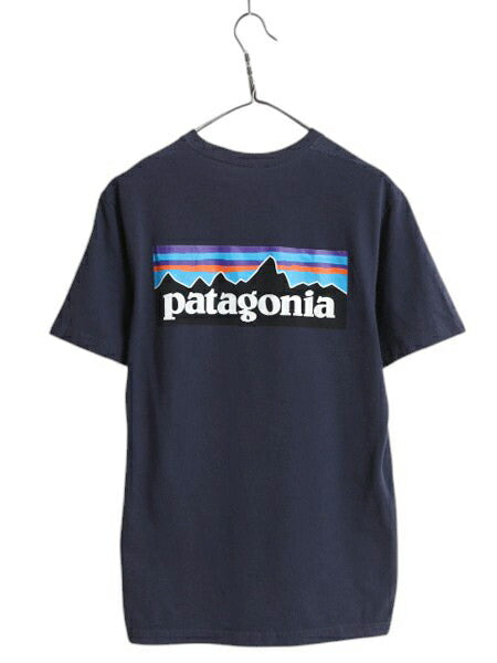 パタゴニア 両面 プリント 半袖 Tシャツ メンズ S / 19年製 アウトドア P6 ボックスロゴ バックプリント カットソー シンプル ゆったり 紺
